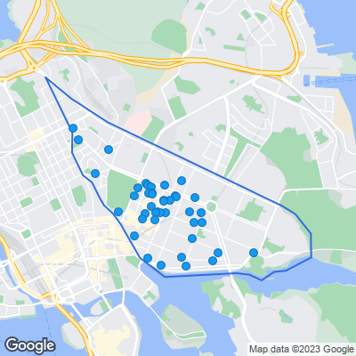 Karta med mäklarbyråer på Östermalm