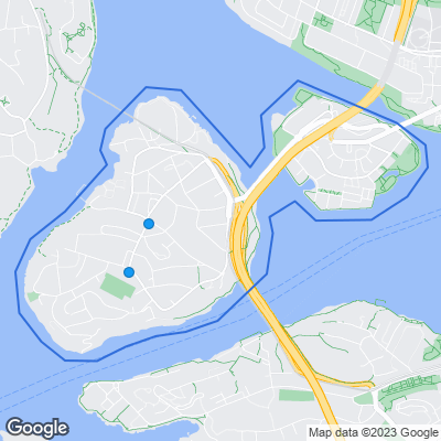Karta med mäklarbyråer på Stora & Lilla Essingen