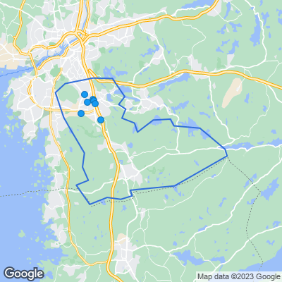 Karta med mäklarbyråer i Mölndal