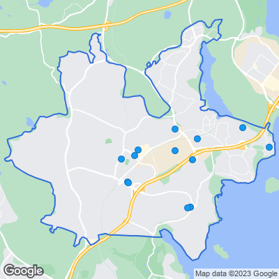 Karta med mäklarkontor i Täby